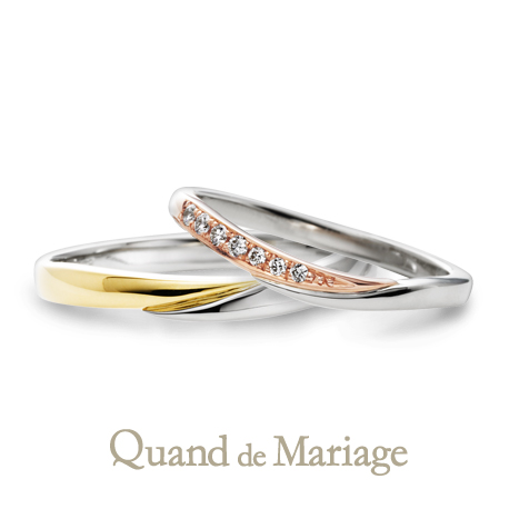 ゴールドとプラチナの結婚指輪クワンドゥマリアージュのアンジュ