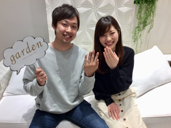 【姫路市】gardenオリジナルの婚約指輪とet.luの結婚指輪をご成約頂きました