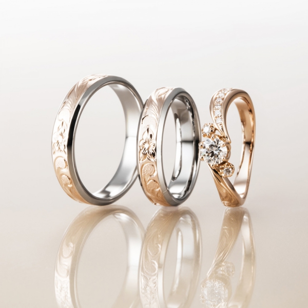 Makanaマカナの婚約指輪でME-2とレイヤータイプの結婚指輪の重ね付けの姫路・加古川・神戸・三宮の正規取扱店