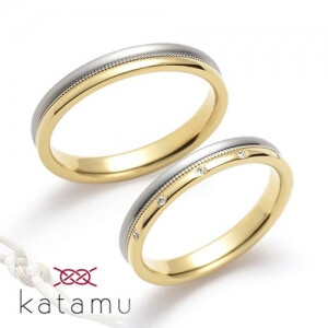 姫路の鍛造製法の結婚指輪Katamu