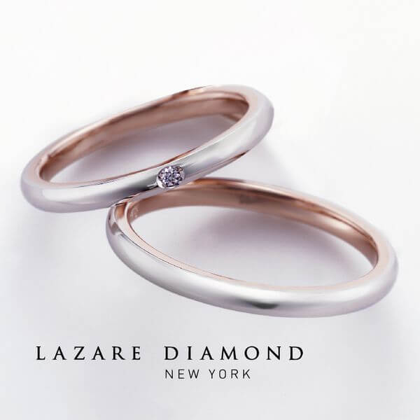 ゴールドとプラチナの結婚指輪ラザールダイヤモンドのバーベナ