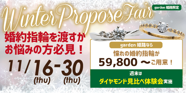 プロポーズ応援フェア￥59,800の婚約指輪もご用意