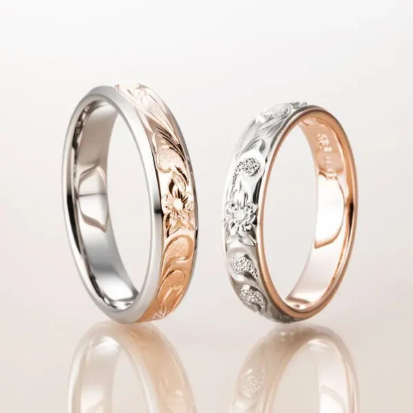 姫路市　ハワイアンジュエリー　マカナの結婚指輪
LAYER TYPE　レイヤータイプ　コンビリング　ピンクゴールド×ホワイトゴールド
