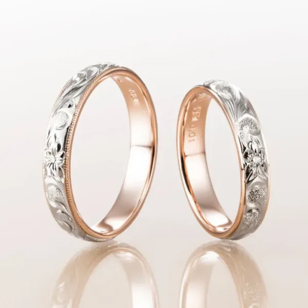 姫路市　ハワイアンジュエリー　マカナの結婚指輪
LAYER TYPE　レイヤータイプ　コンビリング　ピンクゴールド×ホワイトゴールド　