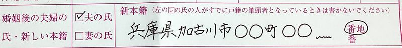 婚姻後の夫婦の氏・新しい本籍
