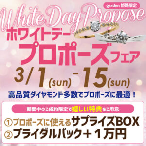 ホワイトデープロポーズフェア【3月1日～15日】バレンタインのお返しに永遠の愛を贈りませんか？